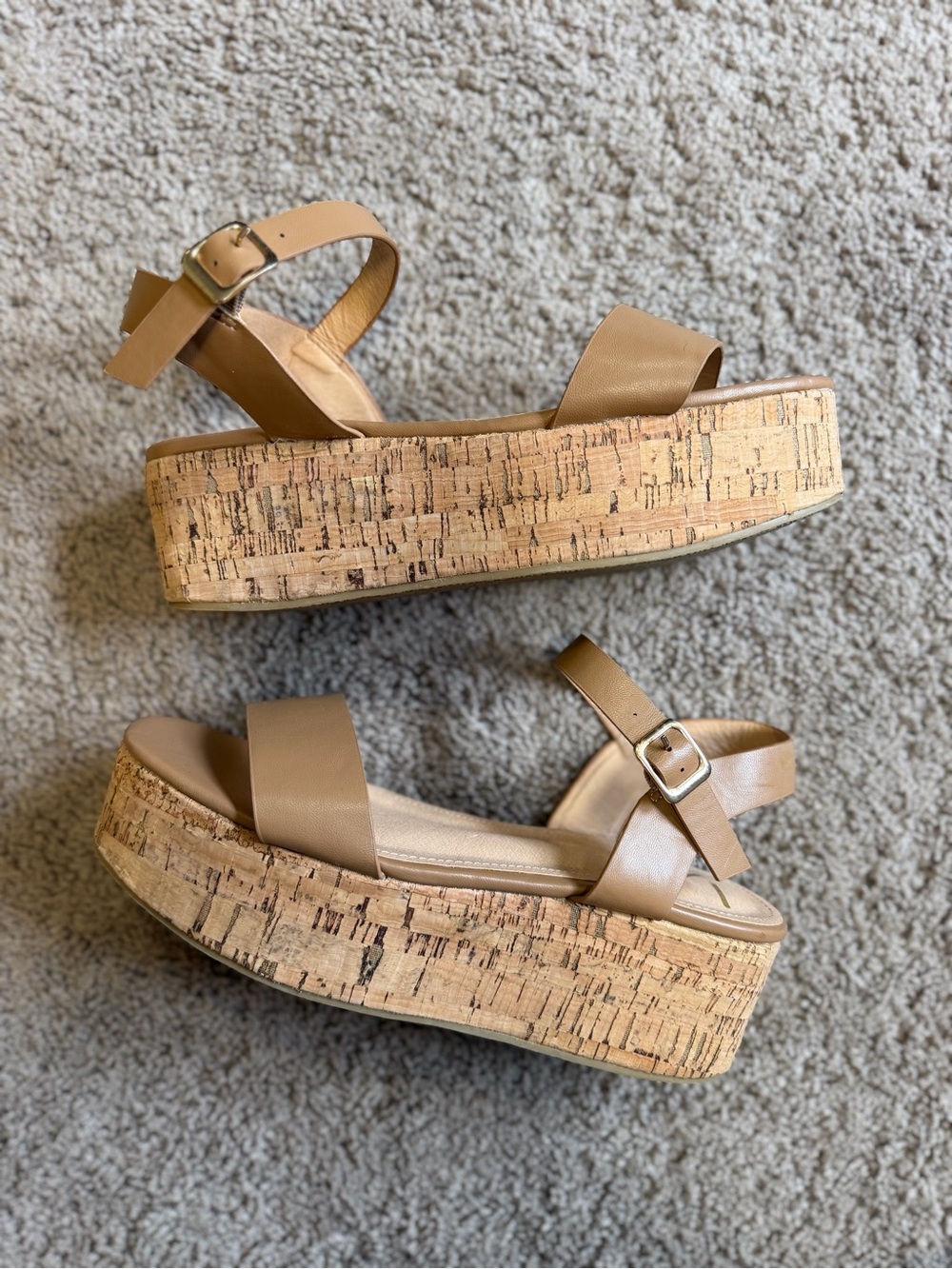 Lulu's Brown Cork Platform Ankle-Strap Sandals
